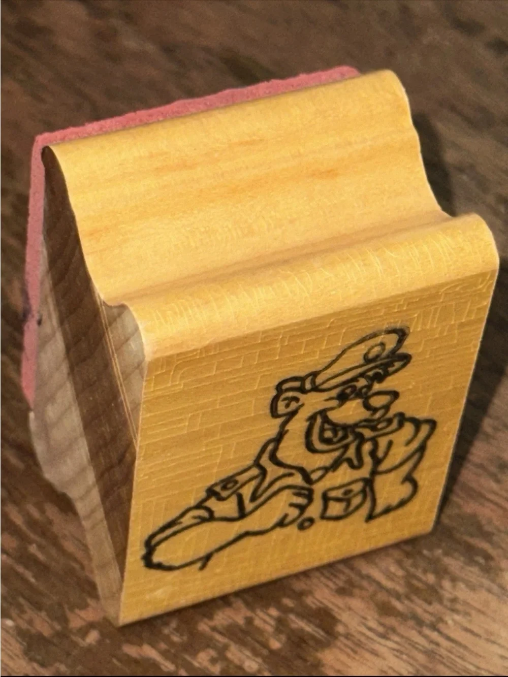 Vintage Wooden Rubber Stamp of Disney Talespin TV Cartoon show of Baloo the Bear